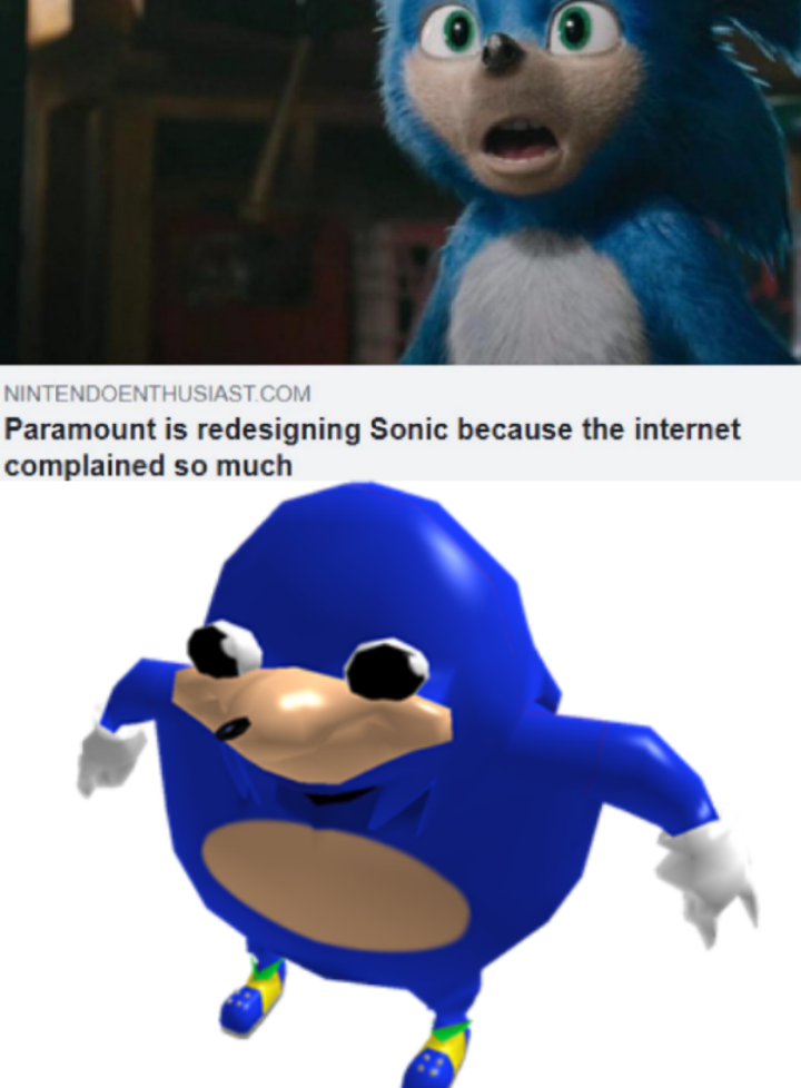 meme Sonic Movie Redesign memes - mascot - Paramount is redesigning Sonic because the internet complained so much