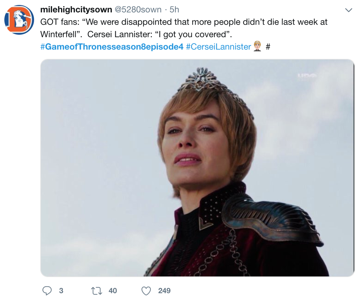 Game of Thrones Season 8 Episode 4 meme - cersei lannister i got you covered meme.