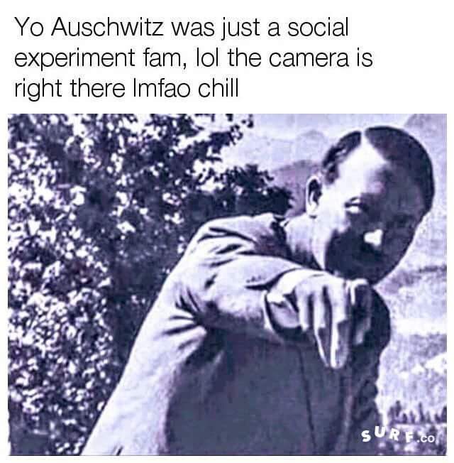 Offensive Meme - improvise adapt overcome hitler - Yo Auschwitz was just a social experiment fam, lol the camera is right there Imfao chill Sure.Co