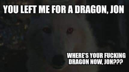 Ghost meme game of thrones - You Left Me For A Dragon, Jon Where'S Your Fucking Dragon Now, Jon???