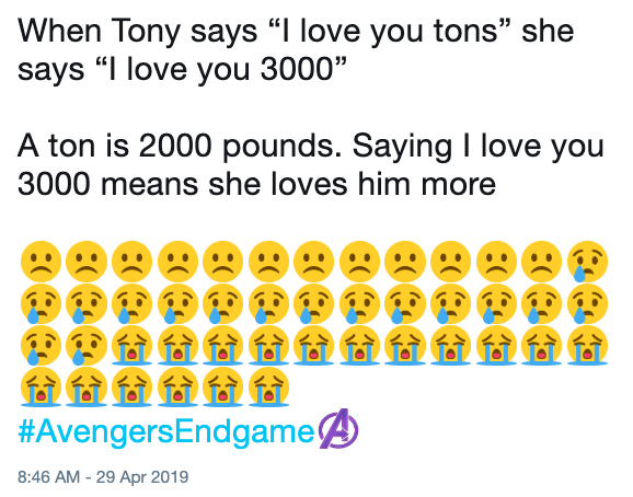Avengers Endgame I Love You 3000 meme - When Tony says