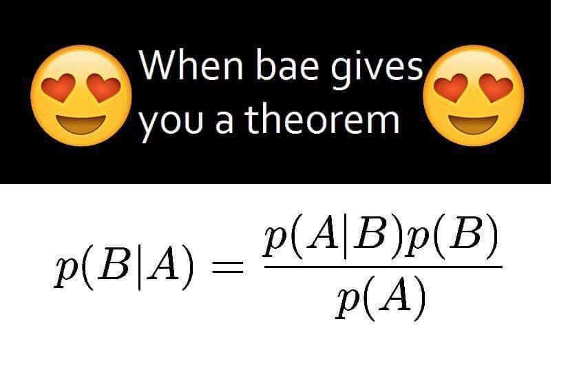 Funny math memes - smile - When bae gives you a theorem pBla PAbpB pBa PA