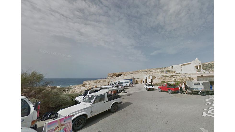 The wedding was shot at the Azure Window on the coast of Gozo, Malta.