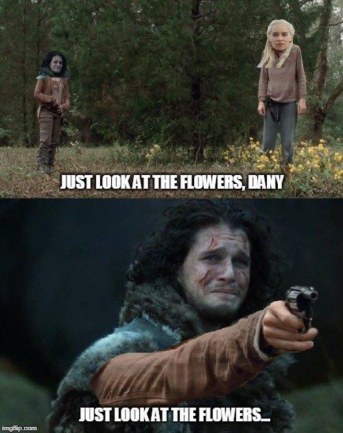 Game of Thrones Season 8 Episode 5 memes - photo caption - Just Look At The Flowers, Dany Just Lookat The Flowers.. motip.com
