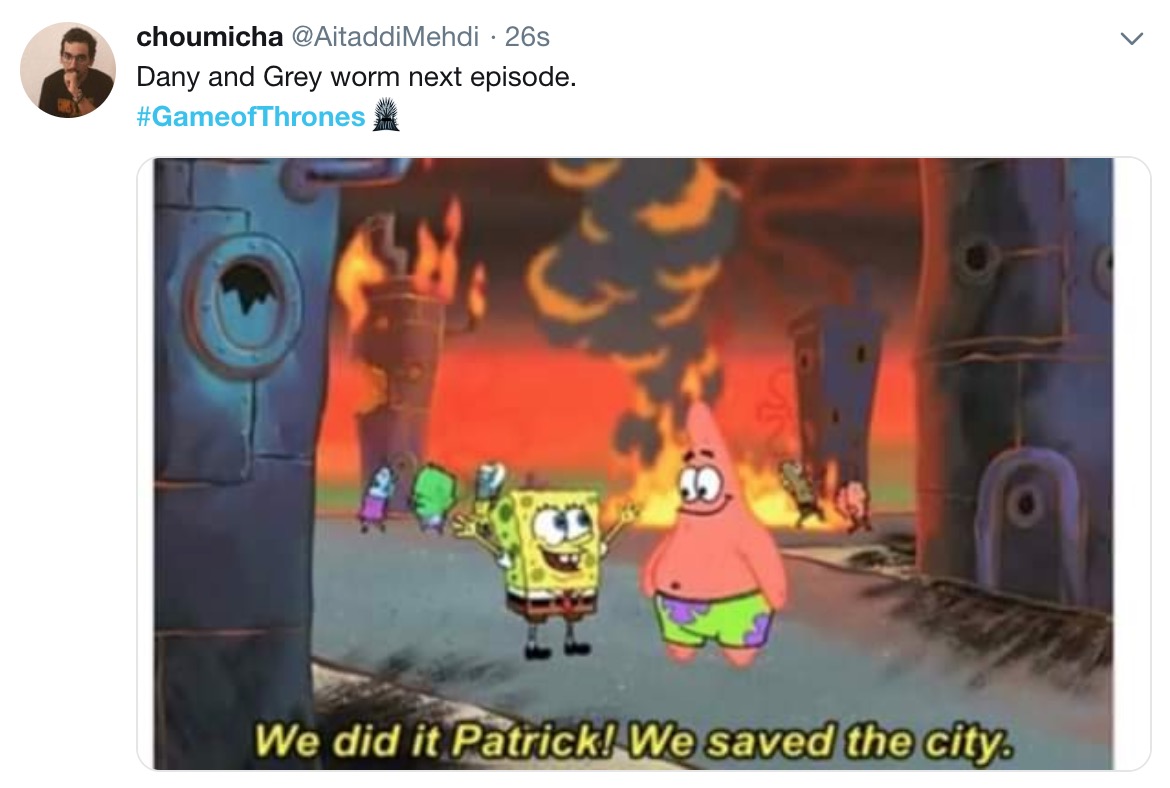 Game of Thrones Season 8 Episode 5 memes - we did it patrick we saved the city usa - choumicha 26s Dany and Grey worm next episode. We did it Patrick! We saved the city