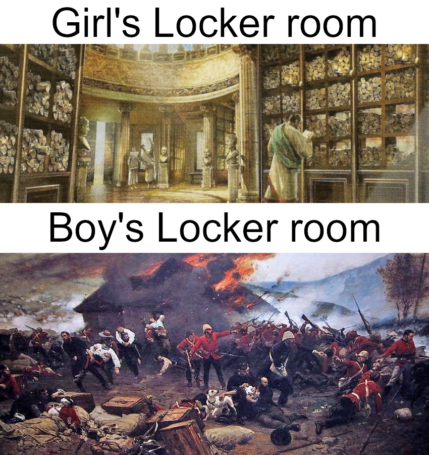 boys locker room meme - Girl's Locker room Boy's Locker room