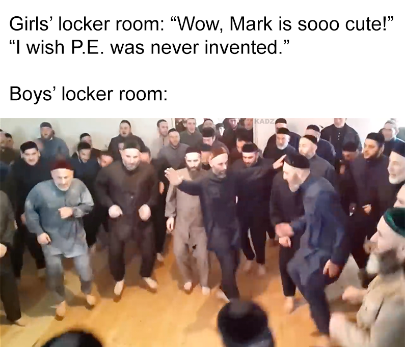 I wish p.e. was never invented boy's locker room meme
