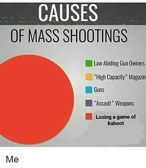 Kahoot meme - causes of school shootings - Causes Of Mass Shootings Law Abiding Gun Owners |
