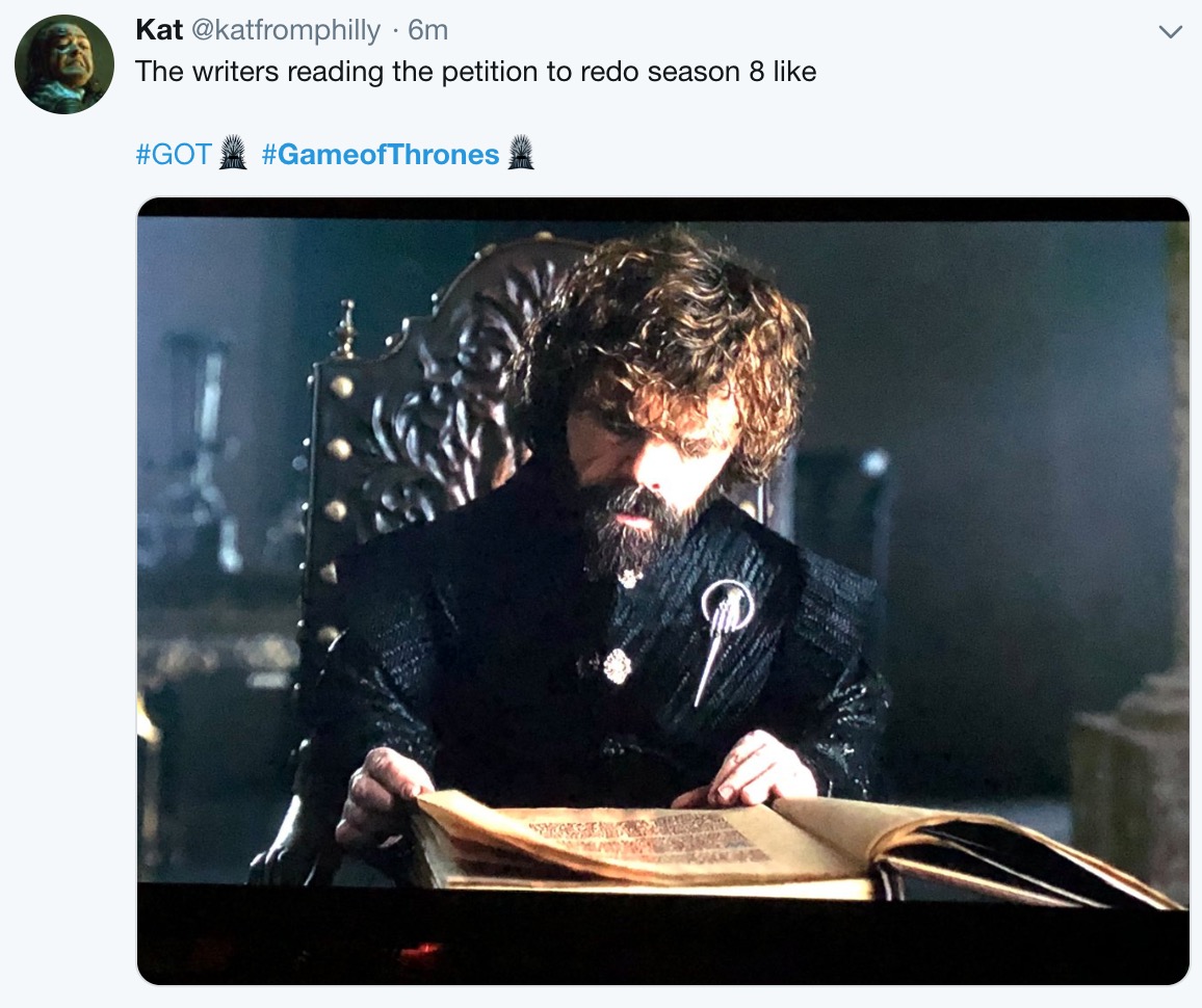 game of thrones final episode meme - album cover - Kat 6m The writers reading the petition to redo season 8 A