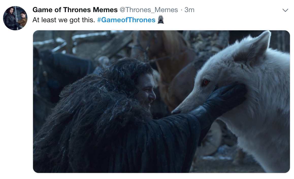 game of thrones final episode meme - photo caption - Game of Thrones Memes 3m At least we got this.
