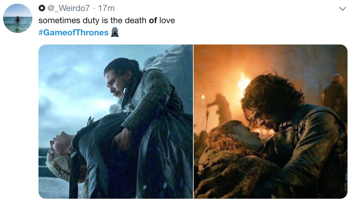 game of thrones final episode meme sometimes duty is the death of love