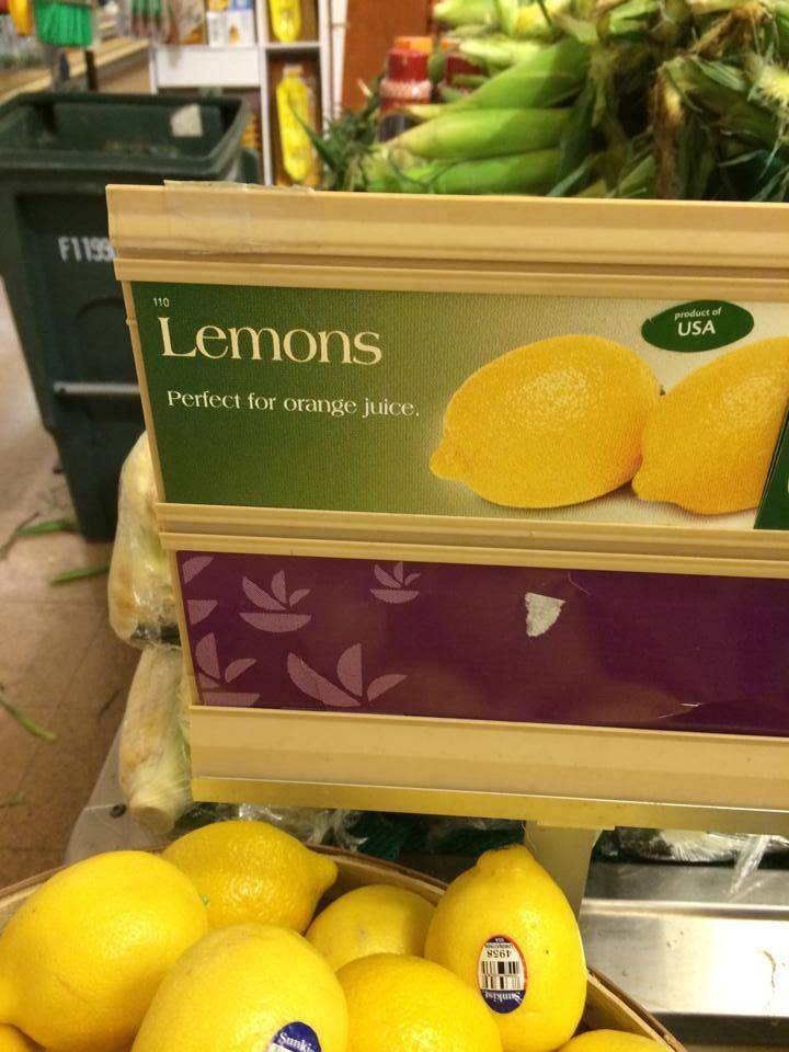 Nailed it - lemons perfect for orange juice - F1193 product of Usa Lemons Perfect for orange juice.