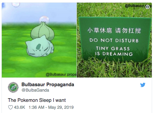 Pokemon Sleep meme - grass - Do Not Disturb Tiny Grass Is Dreaming propa Bulbasaur Propaganda The Pokemon Sleep I want