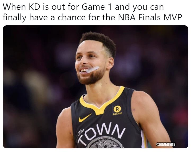 funny nba finals meme that about basketball player - When Kd is out for Game 1 and you can finally have a chance for the Nba Finals Mvp R Rakuten Own