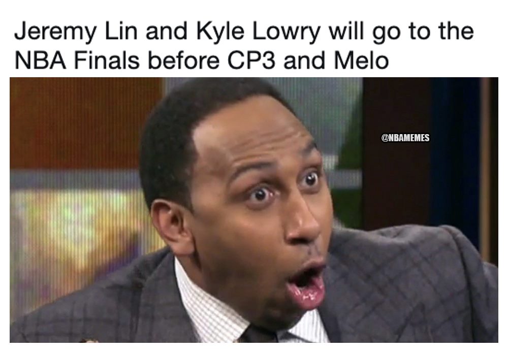 funny nba finals meme that about NBA - Jeremy Lin and Kyle Lowry will go to the Nba Finals before CP3 and Melo