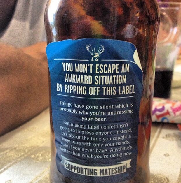 funny beer label - You Won'T Escape An Awkward Situation By Ripping Off This Label Things have gone probably why you But making lat going to impress talk about the huge tuna with o even if you neve nave gone silent which is bly why you're undressing your