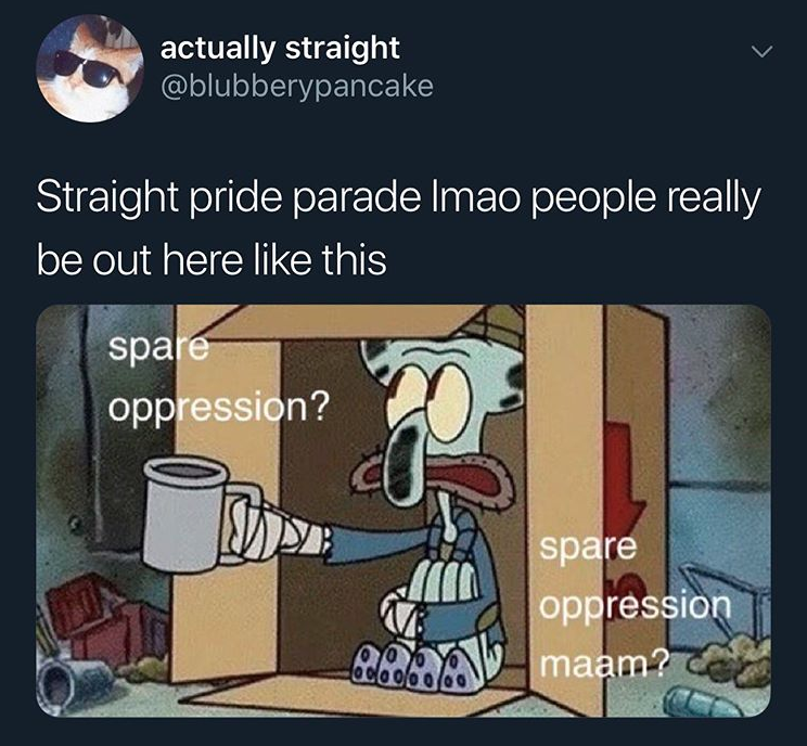 Straight Pride Parade Memes - happy cat - actually straight Straight pride parade Imao people really be out here this spare oppression? spare oppression maam? ce