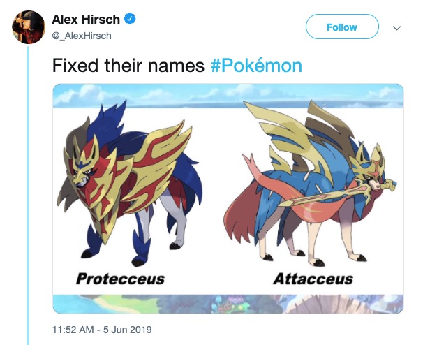Pokemon Sword and Shield memes - envases novedosos - Alex Hirsch Hirsch v Fixed their names mon Protecceus Attacceus