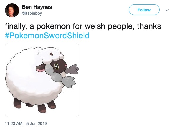 Pokemon Sword and Shield memes - cooper industries - Ben Haynes finally, a pokemon for welsh people, thanks SwordShield