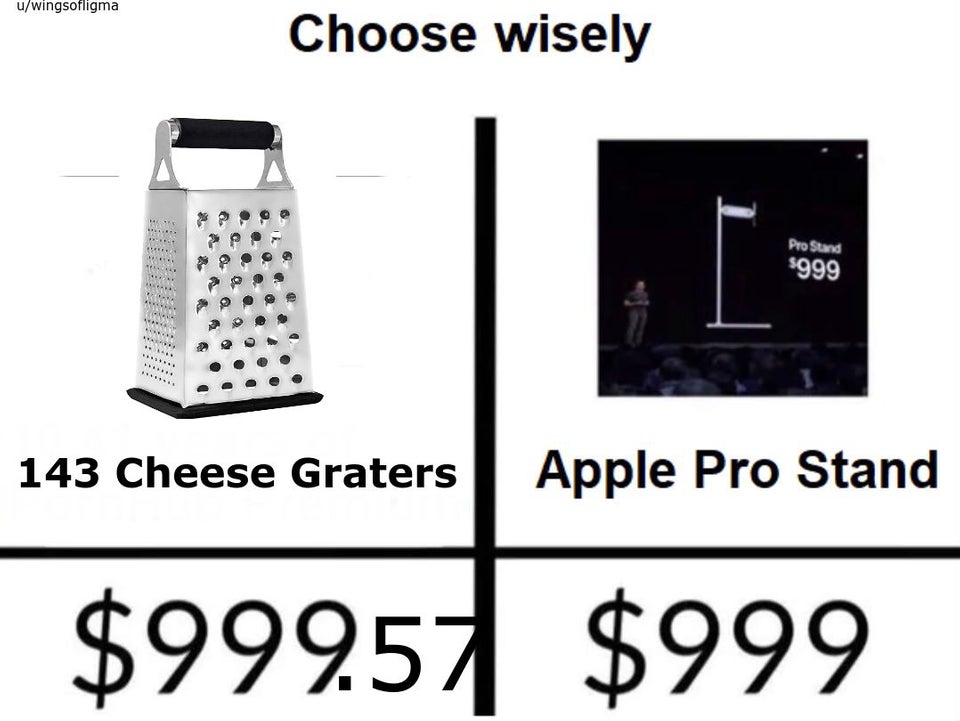 apple pro stand memes - wedding registry cards - uwingsofligma Choose wisely P . @ Pro Stand $999 Co O 143 Cheese Graters Apple Pro Stand $999.57 $999