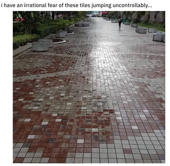 chernobyl meme about walkway - i have an irrational fear of these tiles jumping uncontrollably...