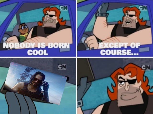 wholesome Keanu Reeves meme about cartoon nothing - Nobody Is Born Except Of Course... Cool Cn