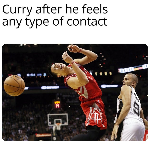 funny nba finals meme that about basketball moves - Curry after he feels any type of contact