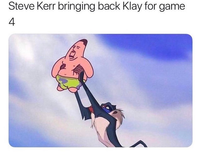 funny nba finals meme that about lion king iconic scene - Steve Kerr bringing back Klay for game