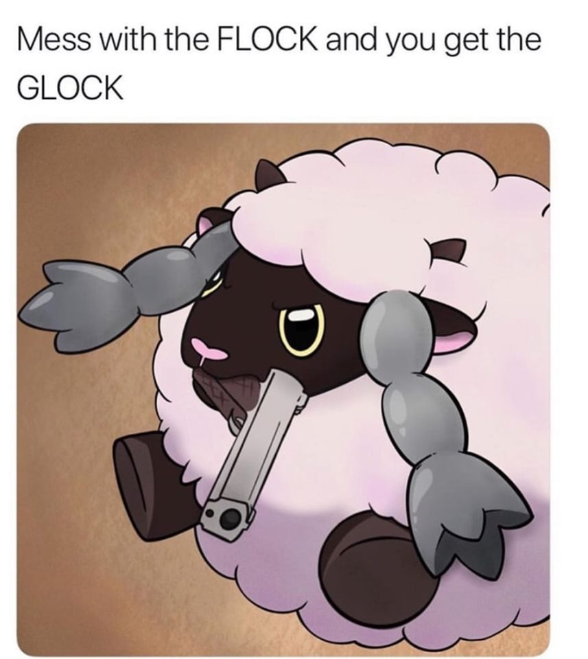 wooloo memes about Super Smash Bros. - Mess with the Flock and you get the Glock