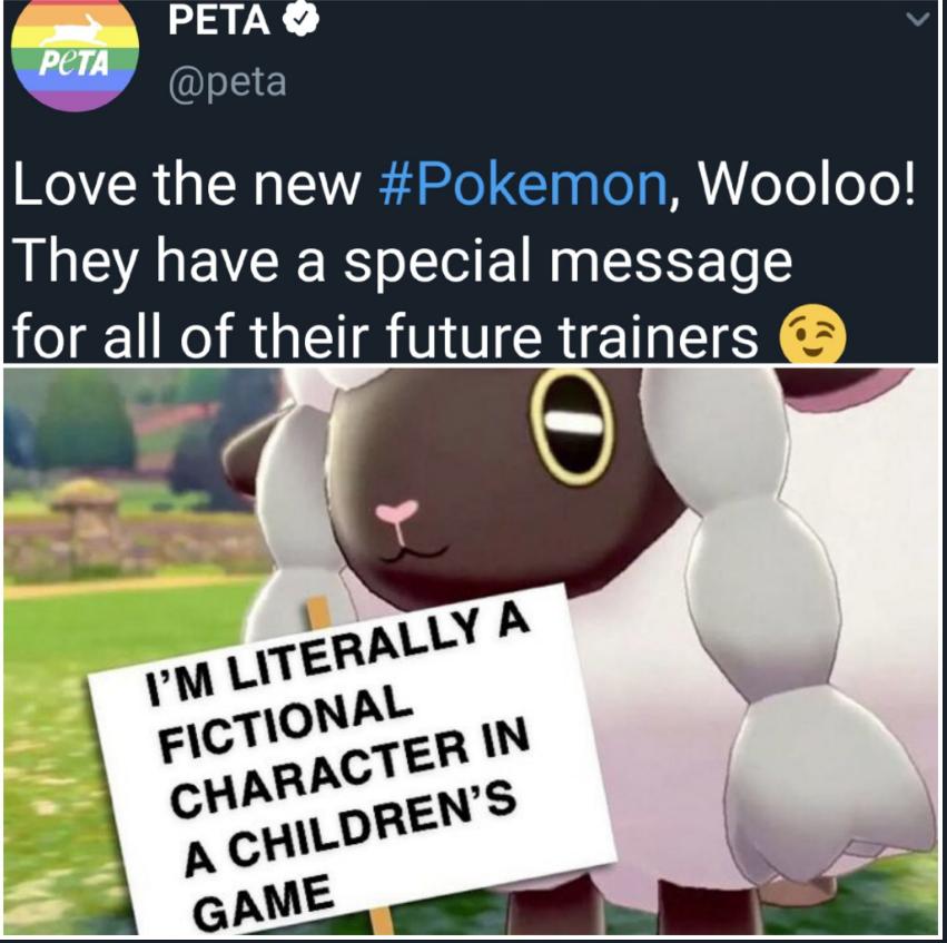 wooloo memes about Pokémon - Peta Peta Love the new , Wooloo! They have a special message for all of their future trainers I'M Literally A Fictional Character In A Children'S Game