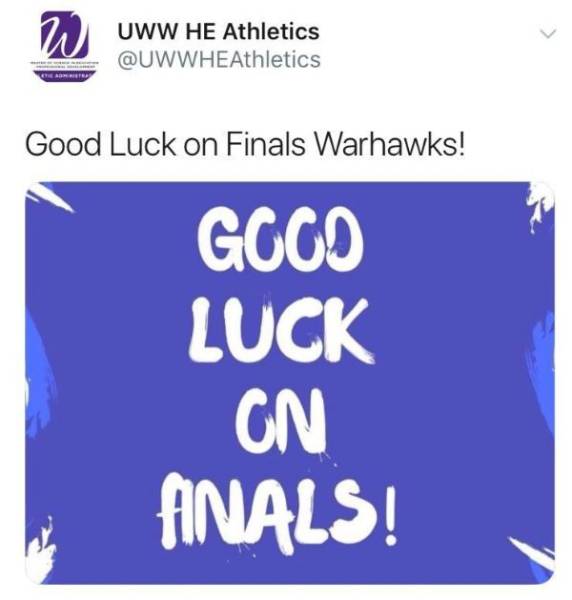 number - Uww He Athletics Carrer Good Luck on Finals Warhawks! Good Luck Gn Ainals!