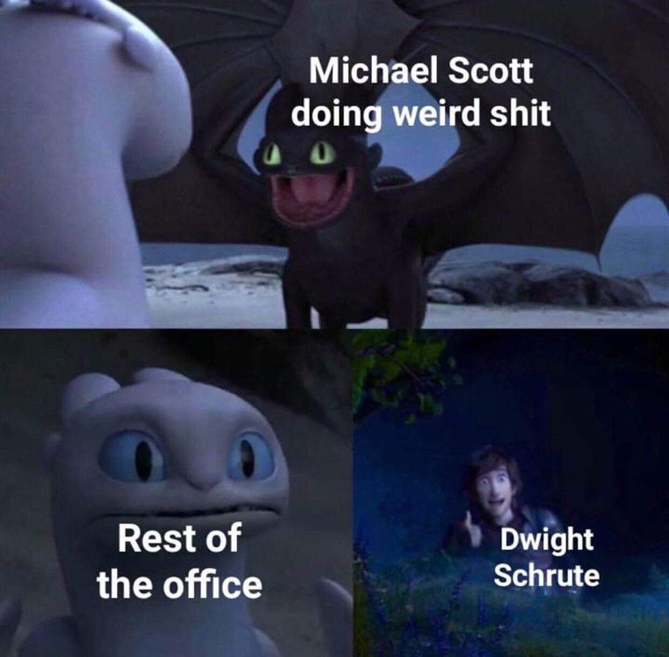 the office memes - Humour - Michael Scott doing weird shit Rest of the office Dwight Schrute