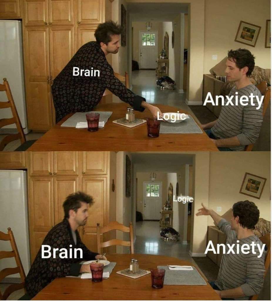Depression meme - throwing plate meme template - Brain Code Anxiety Logic Logic Brain Anxiety