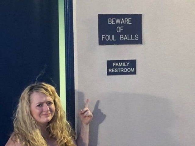 Beware Of Foul Balls Family Restroom