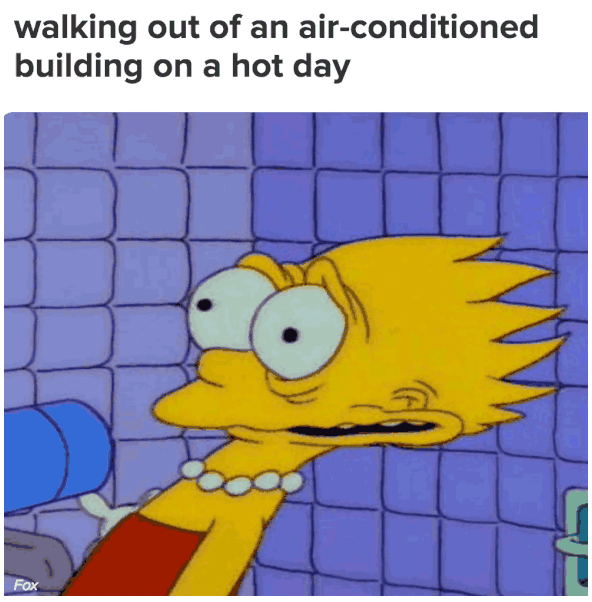 summer memes - lisa simpson frame - walking out of an airconditioned building on a hot day Fox