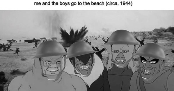 me and the boys meme about going to the beach on D Day