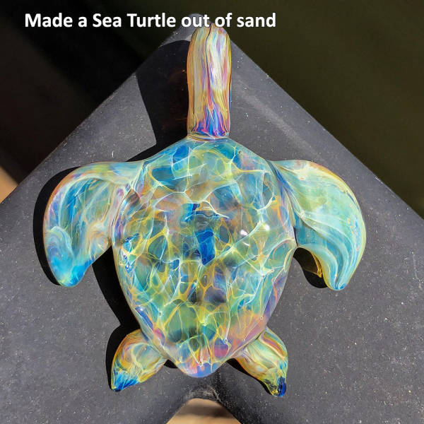 glass - Made a Sea Turtle out of sand