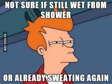 summer meme see what you did there - Not Sure If Still Wet From Shower Via 9GAG.Com Or Already Sweating Again