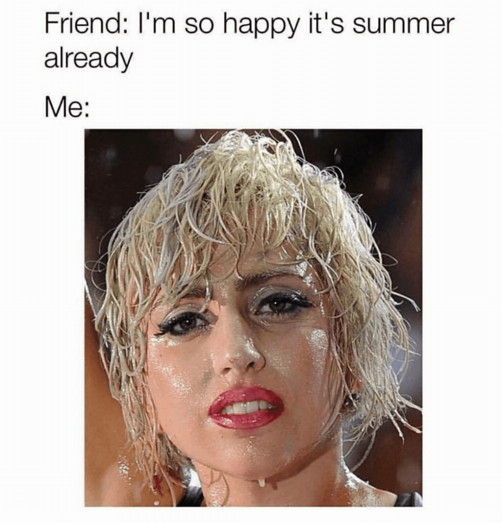 summer meme lady gaga - Friend I'm so happy it's summer already Me