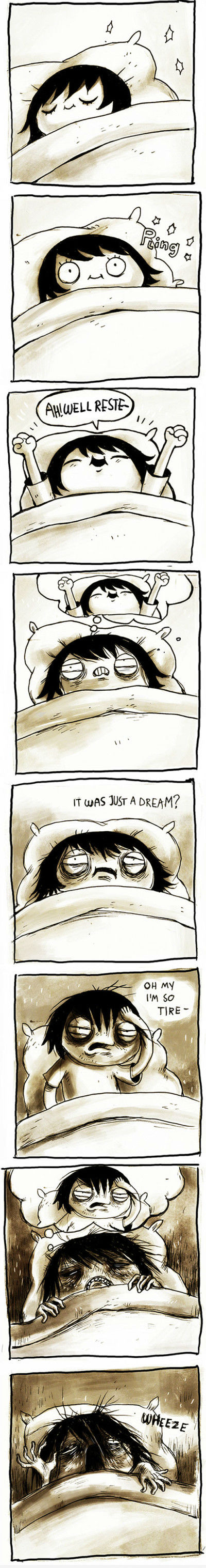 work meme - waking up comic - . Ping Ah!Well Reste It Was Just A Dream? Oh My I'M So Tire Wheeze