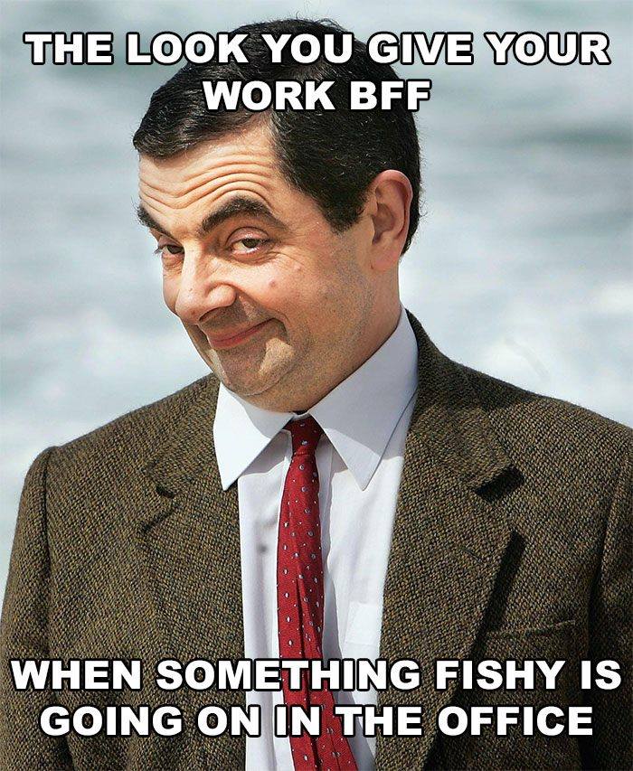 work meme - funny work memes friday - The Look You Give Your Work Bff When Something Fishy Is Going On In The Office