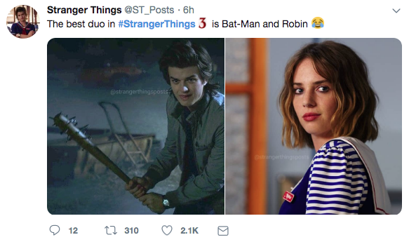 stranger things 3 meme - video - Stranger Things 6h The best duo in Things 3 is BatMan and Robin estrangerthing posts 12 12 310 ~
