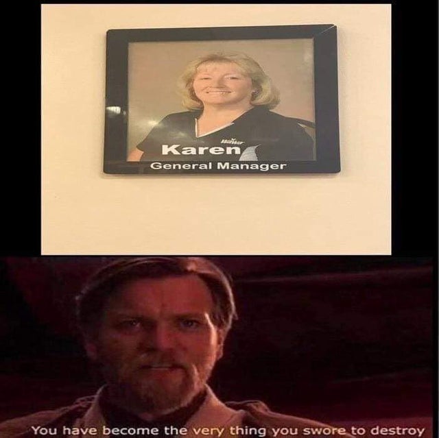 Karen Memes - Karen General Manager You have become the very thing you swore to destroy