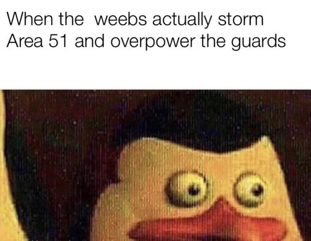 area 51 meme - Meme - When the weebs actually storm Area 51 and overpower the guards