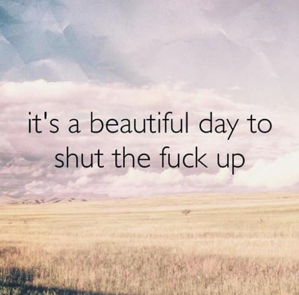 anti inspirational quotes - it's a beautiful day to shut the fuck up