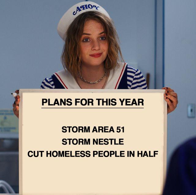 meme - nintendo - Ahoo Af Plans For This Year Storm Area 51 Storm Nestle Cut Homeless People In Half