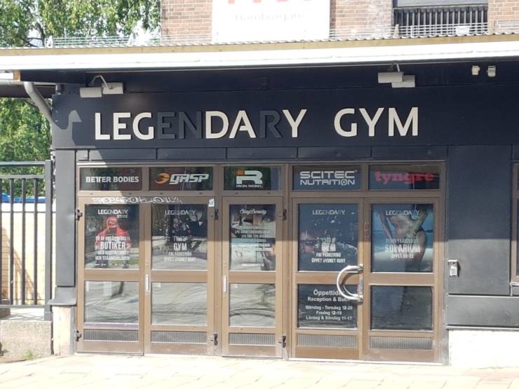 facade - Legendary Gym Beter Bodies 3GASP Susitter Sproudu Legenday Uglio Lg Day Lege Day Butiker Solarium Turit Oppettide Reception & Terdag 14