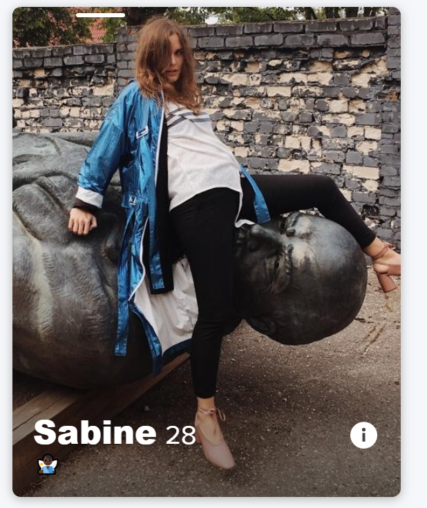 sabine 28 girl riding giant statue face