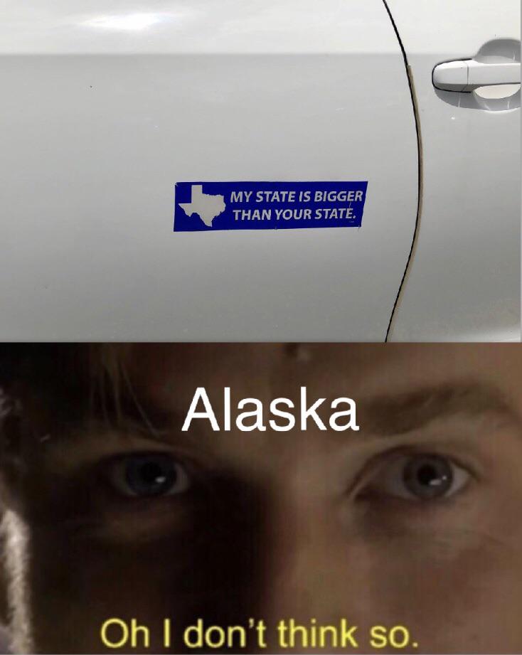 eye - My State Is Bigger Than Your State. Alaska Oh I don't think so.