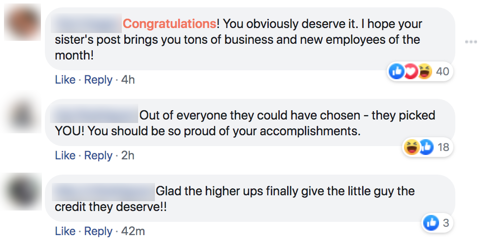 organization - Congratulations! You obviously deserve it. I hope your sister's post brings you tons of business and new employees of the month! Od 40 4h Out of everyone they could have chosen they picked You! You should be so proud of your accomplishments